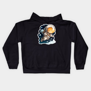 Cute Cartoon Astronaut Sticker Kids Hoodie